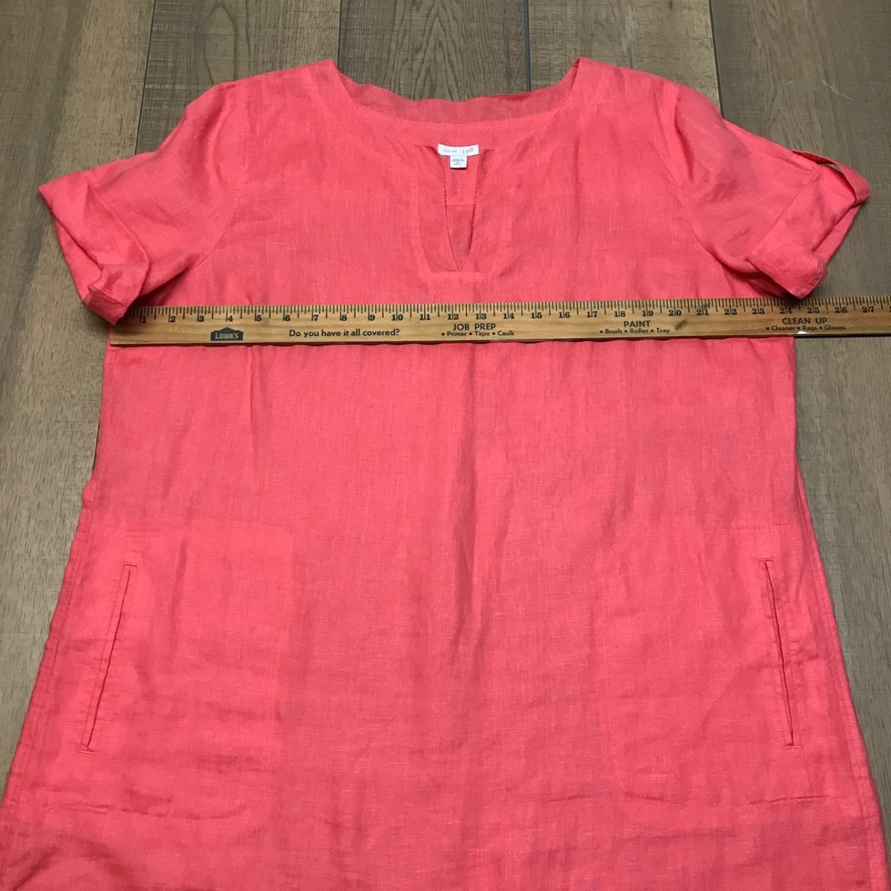 J. Jill Love Linen Shift Dress Womens Size XL Pink Short Sleeve V-Neck Summer - Picture 10 of 12